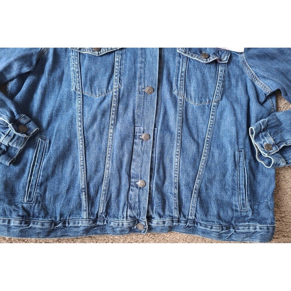Women's GAP & PENDLETON Denim Jean  Jacket Size XXL Blue & Red Plaid Y2K - Picture 7 of 7